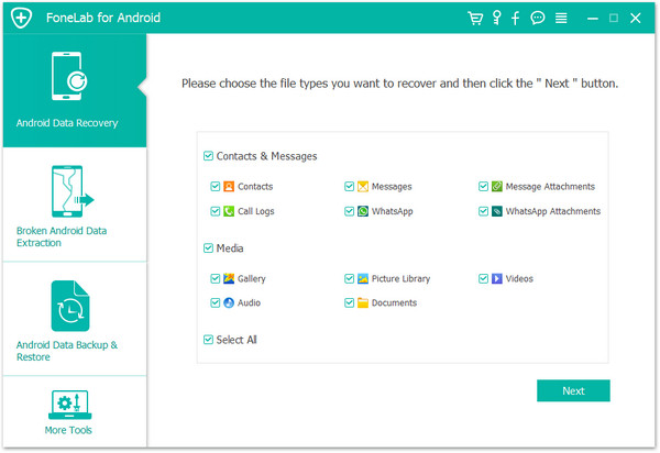 select file typs to recover